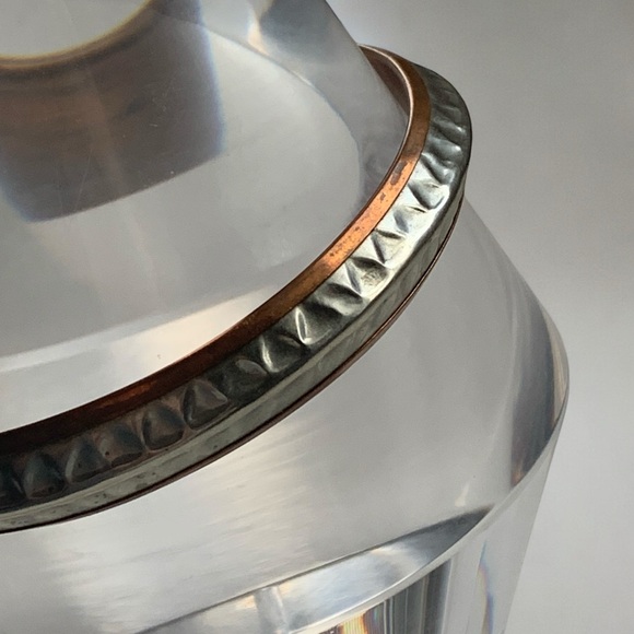 Vintage Hammered Etched Silver & Copper Metal Bangle Bracelet Unisex Jewelry - Picture 6 of 7